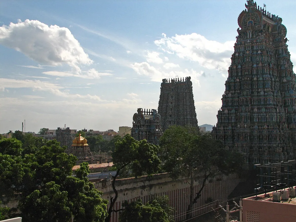 Meenakshi Amman Temple towers in Madurai